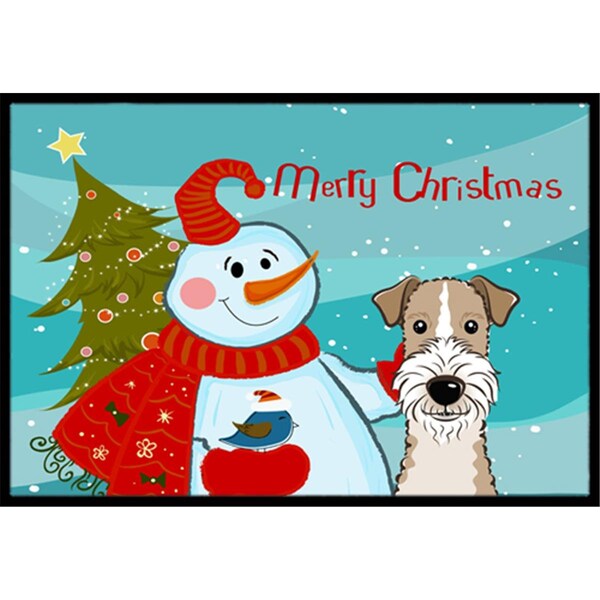 Carolines Treasures Snowman With Wire Haired Fox Terrier Indoor and Outdoor Mat- 18 x 27 in. BB1867MAT - main